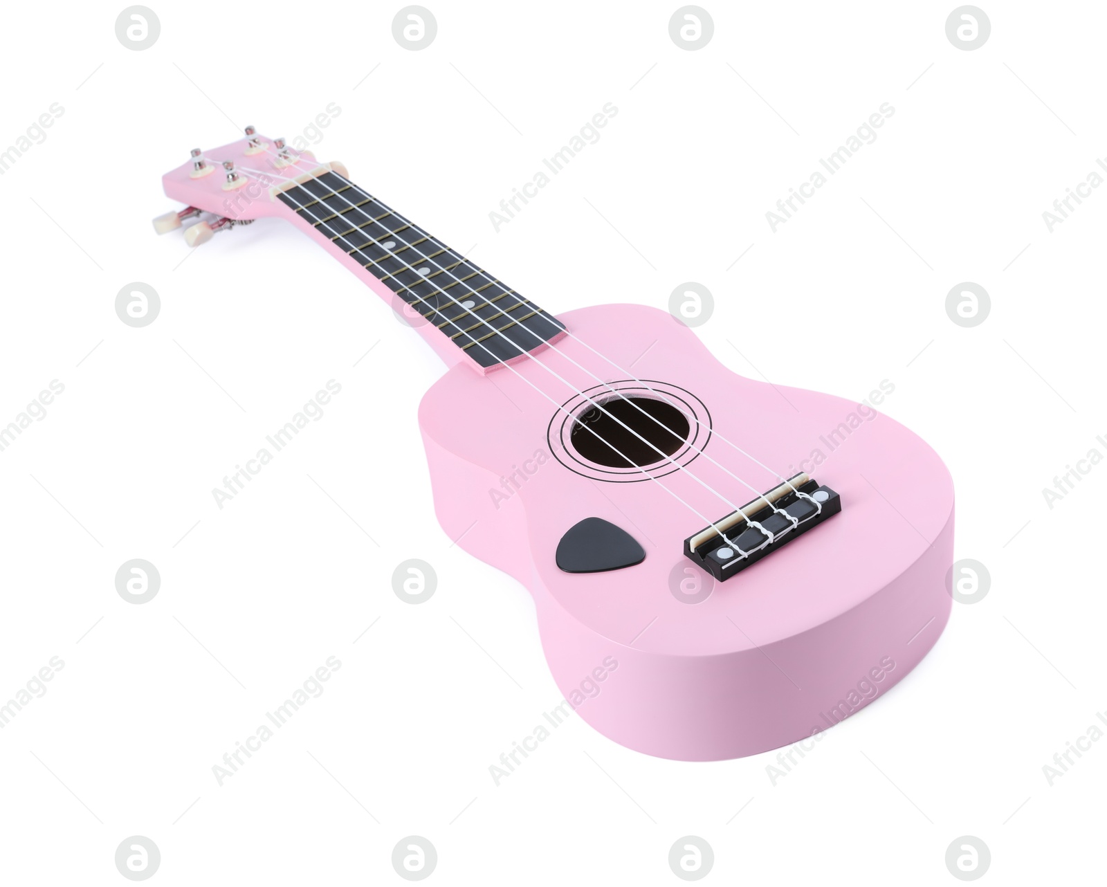 Photo of One ukulele isolated on white. String musical instrument