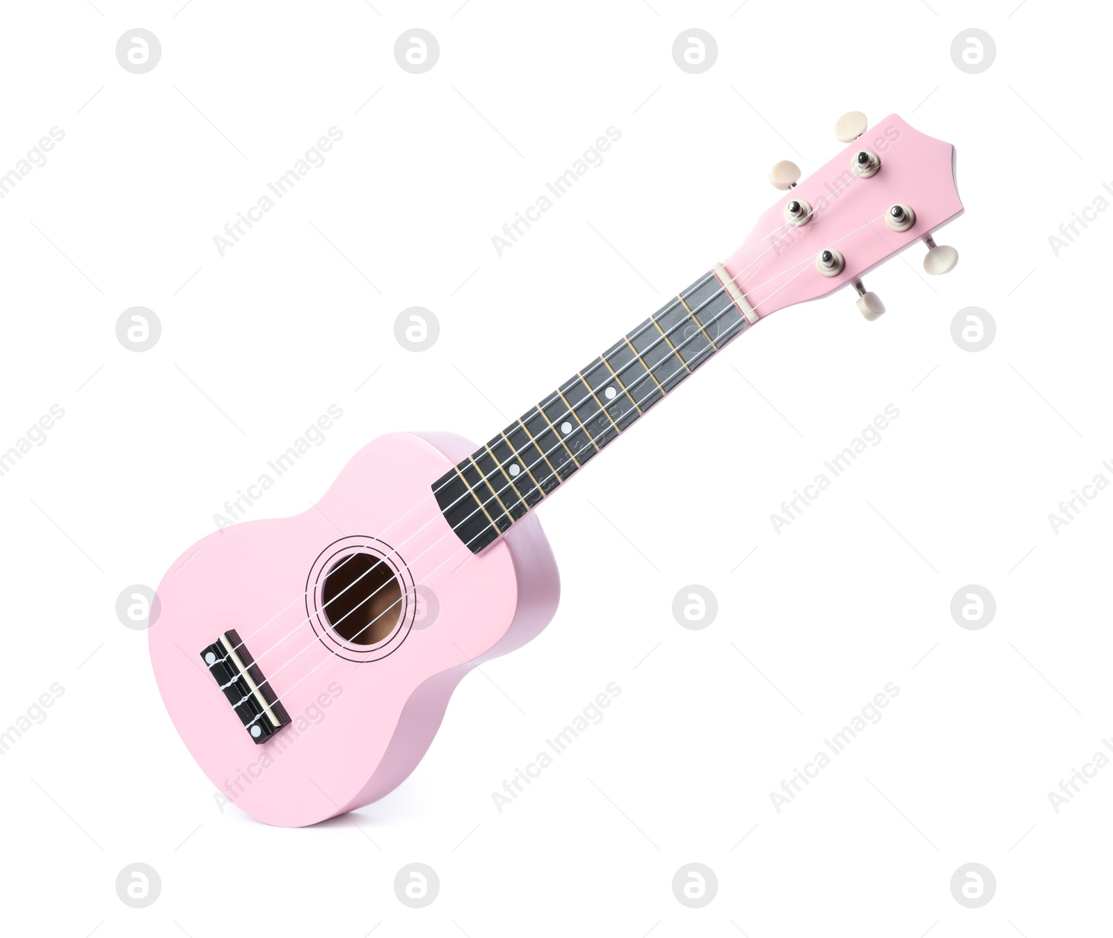 Photo of One ukulele isolated on white. String musical instrument