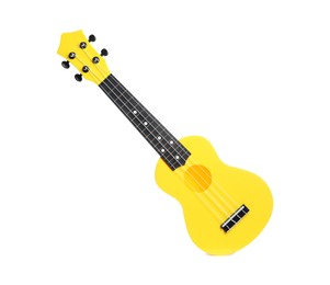 Photo of One ukulele isolated on white. String musical instrument