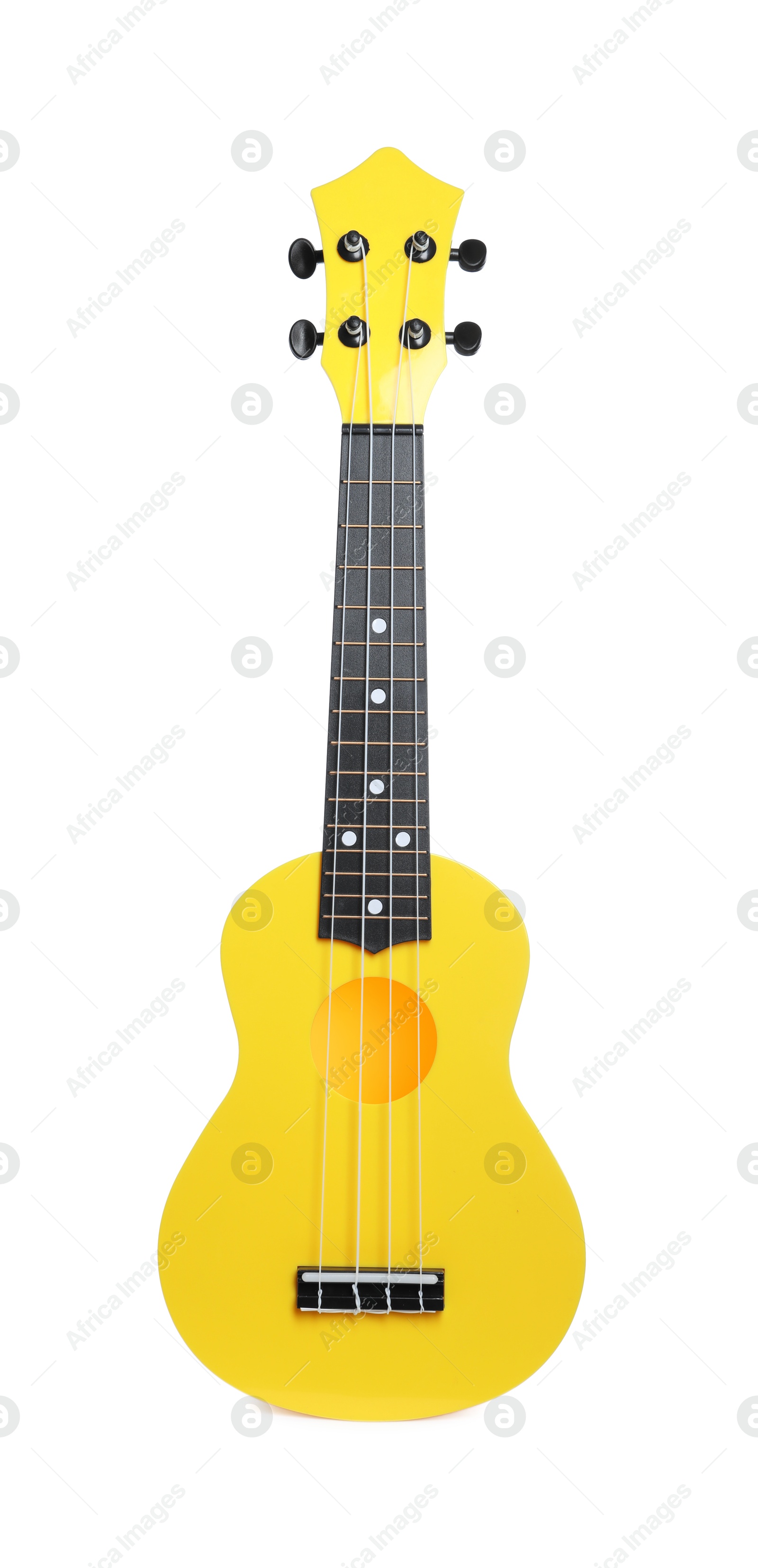 Photo of One ukulele isolated on white. String musical instrument