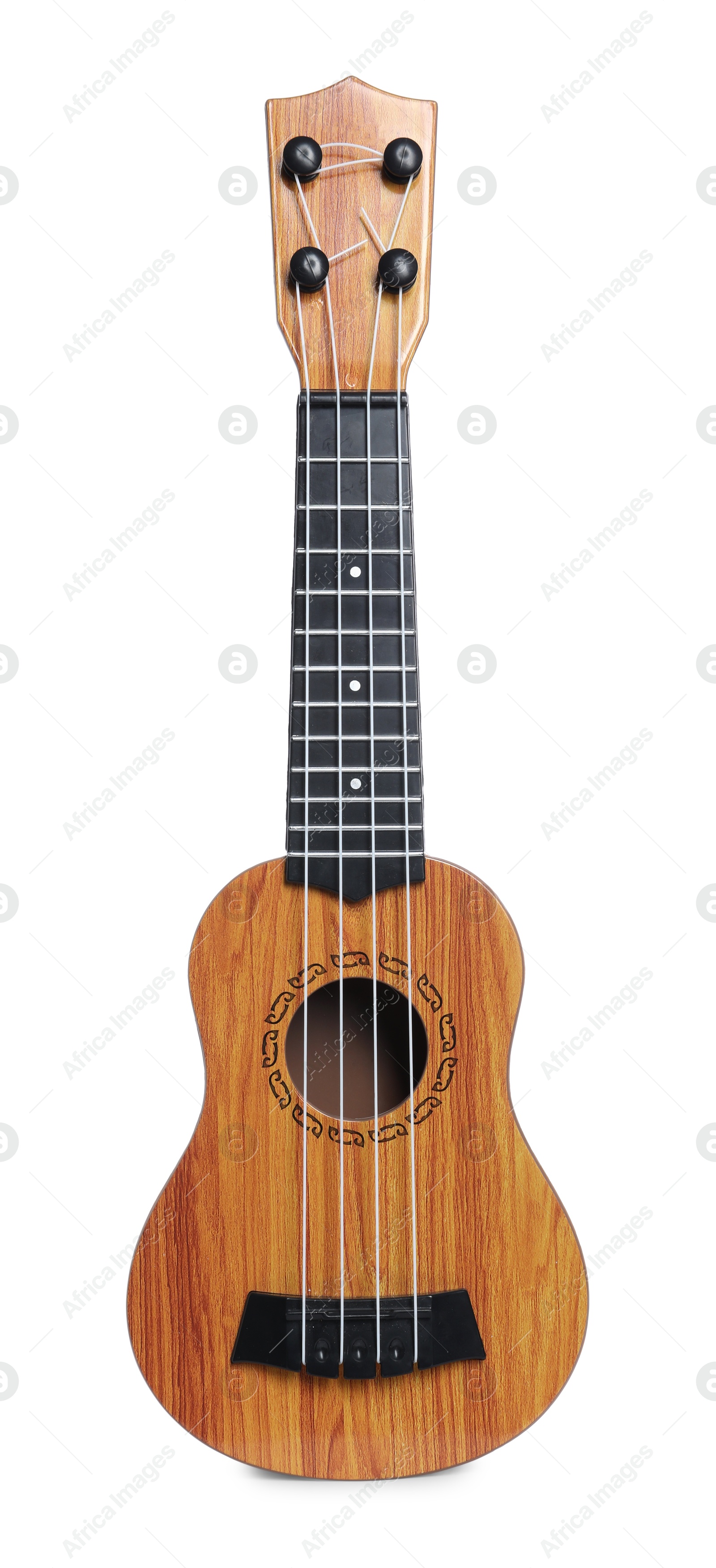 Photo of One ukulele isolated on white. String musical instrument