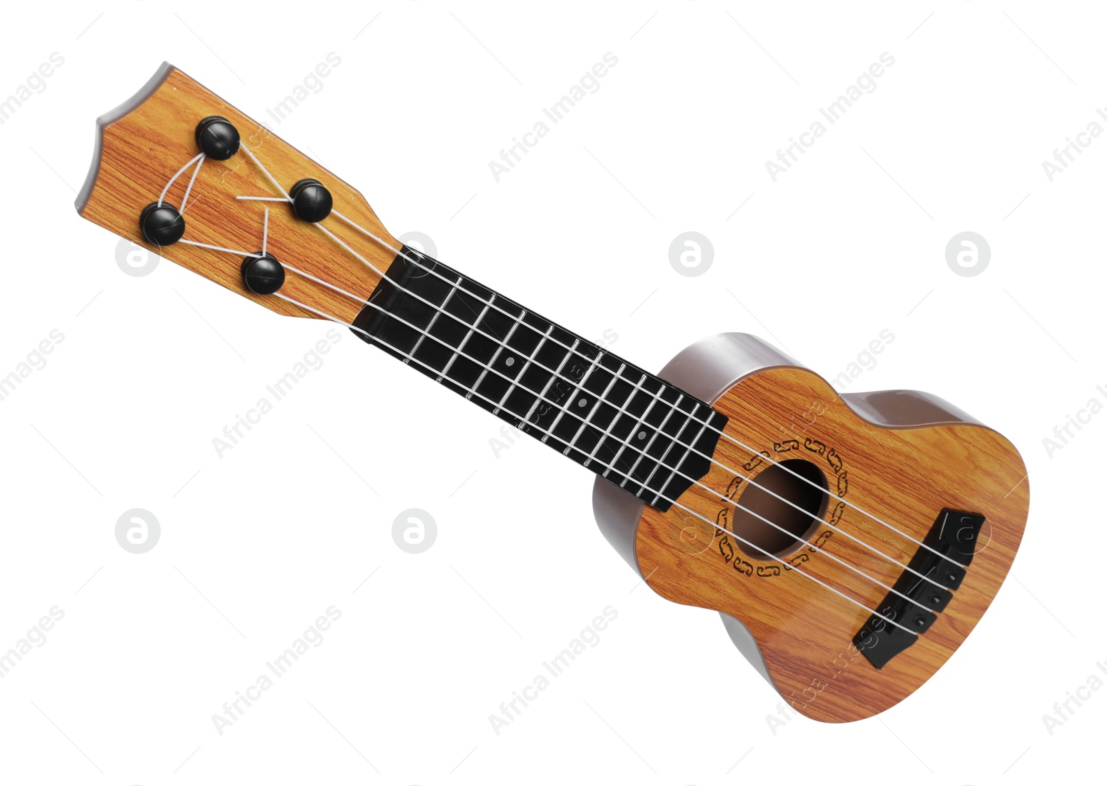 Photo of One ukulele isolated on white. String musical instrument