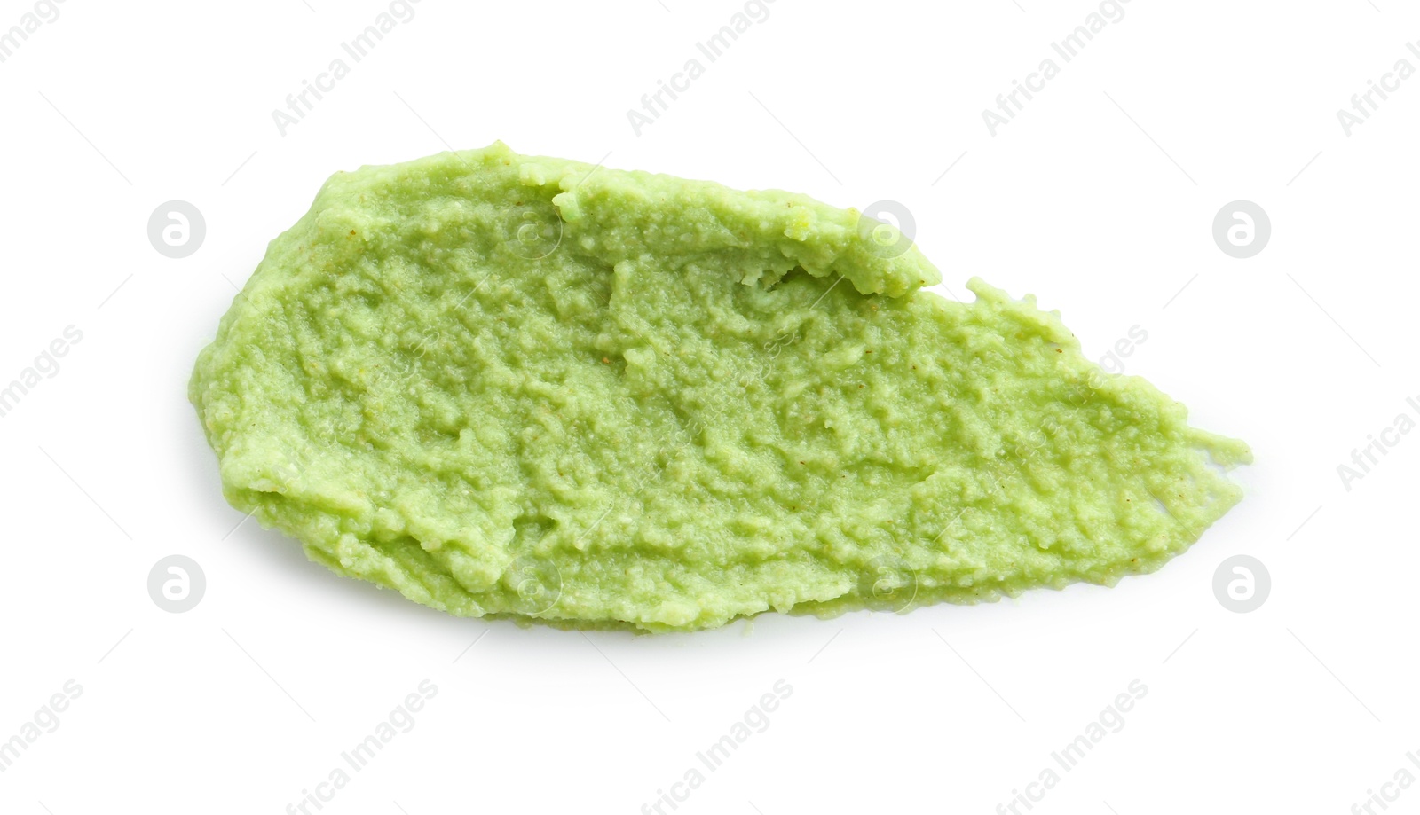 Photo of Hot wasabi paste isolated on white, top view