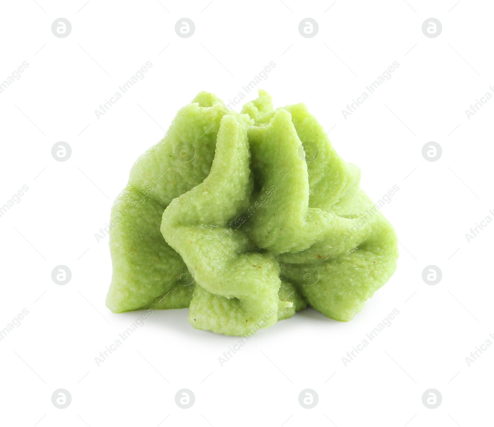 Photo of Wasabi paste isolated on white. Spicy condiment