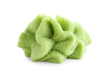 Photo of Wasabi paste isolated on white. Spicy condiment