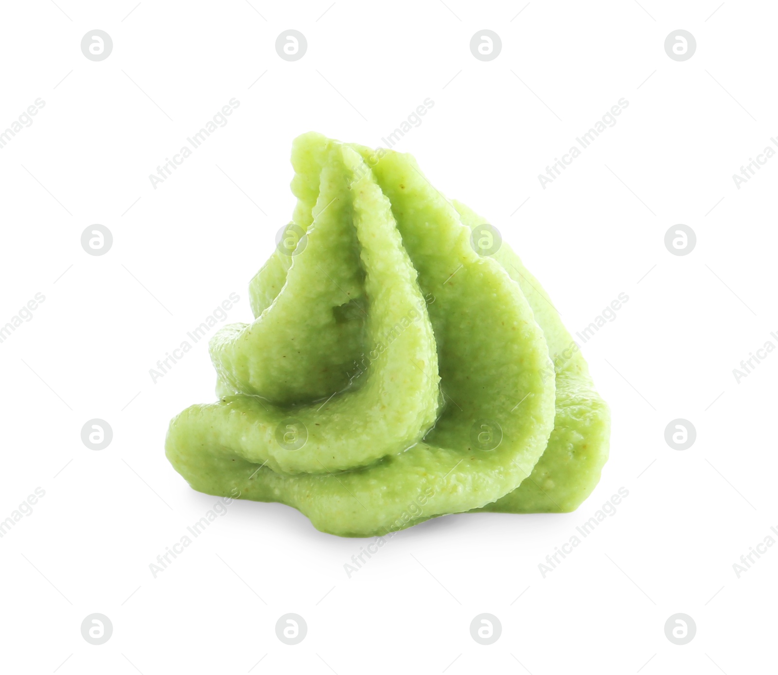 Photo of Wasabi paste isolated on white. Spicy condiment