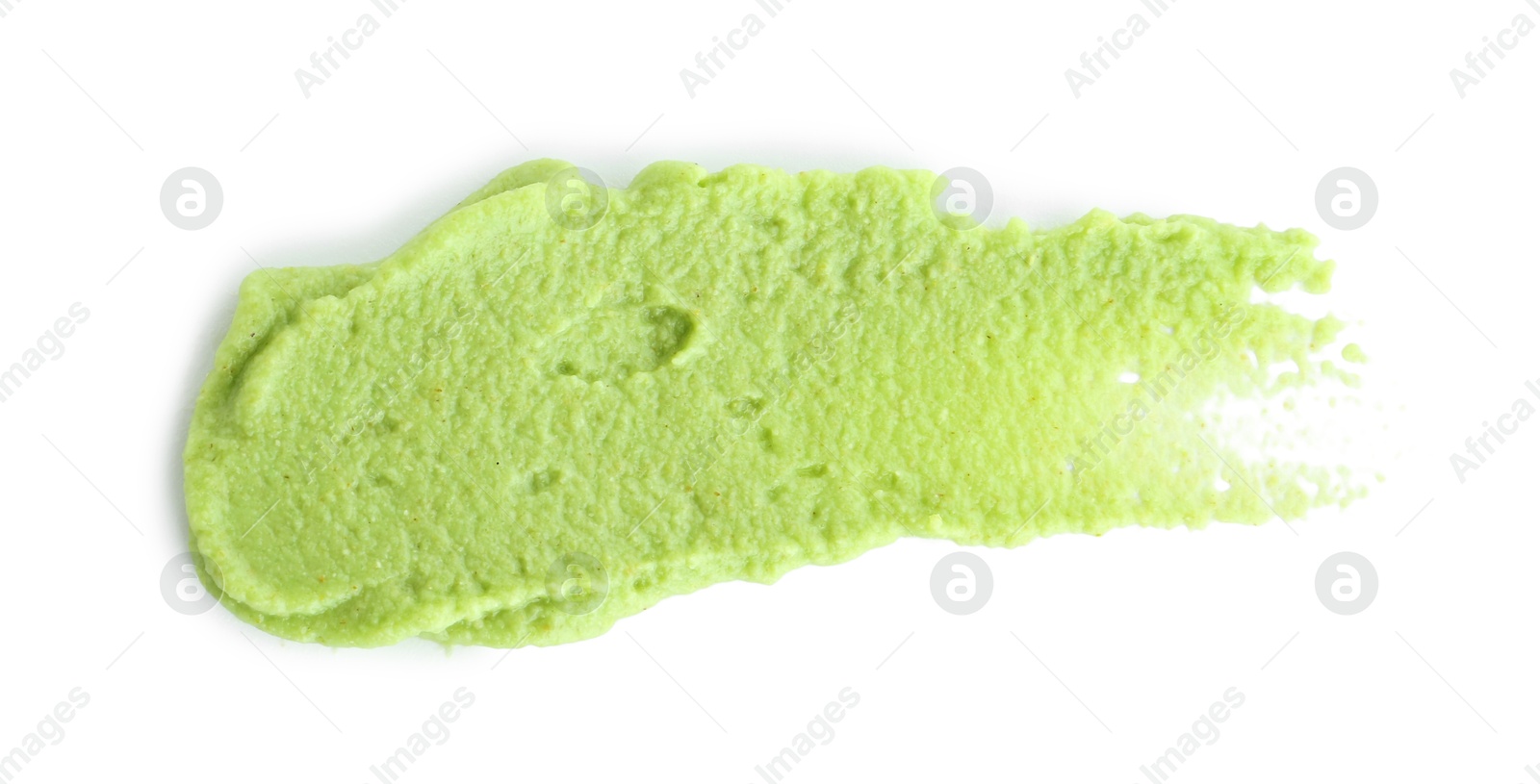 Photo of Hot wasabi paste isolated on white, top view