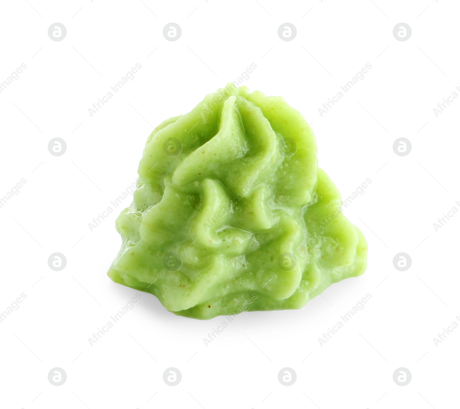 Photo of Wasabi paste isolated on white. Spicy condiment