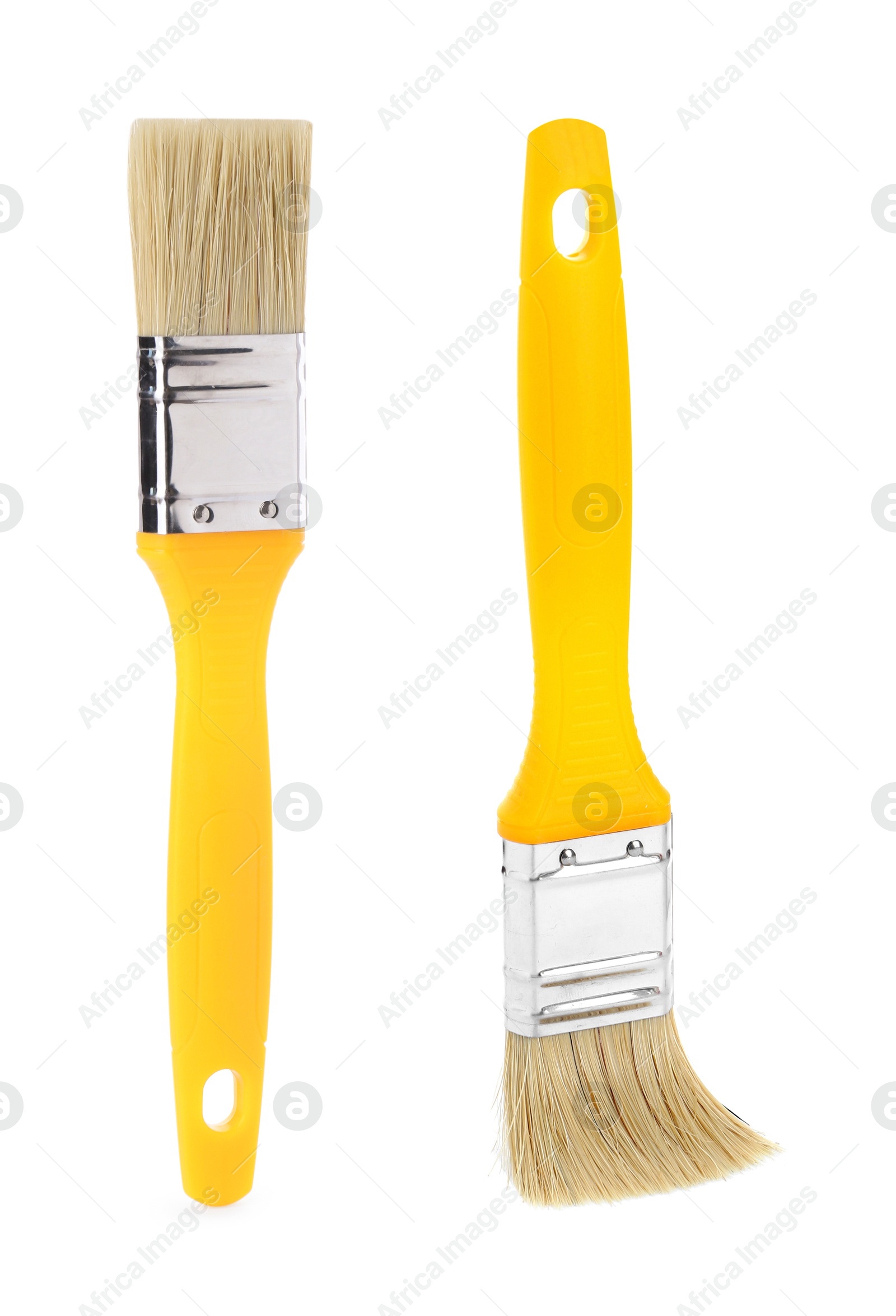 Image of Paint brush with bristles isolated on white, collage