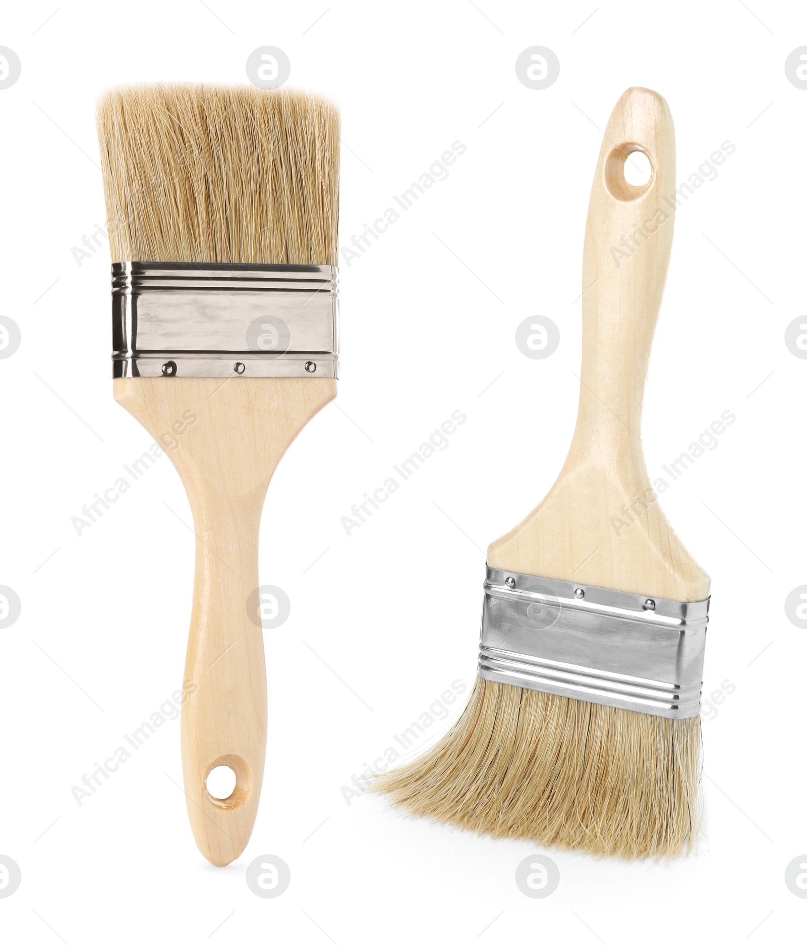 Image of Paint brush with bristles isolated on white, collage