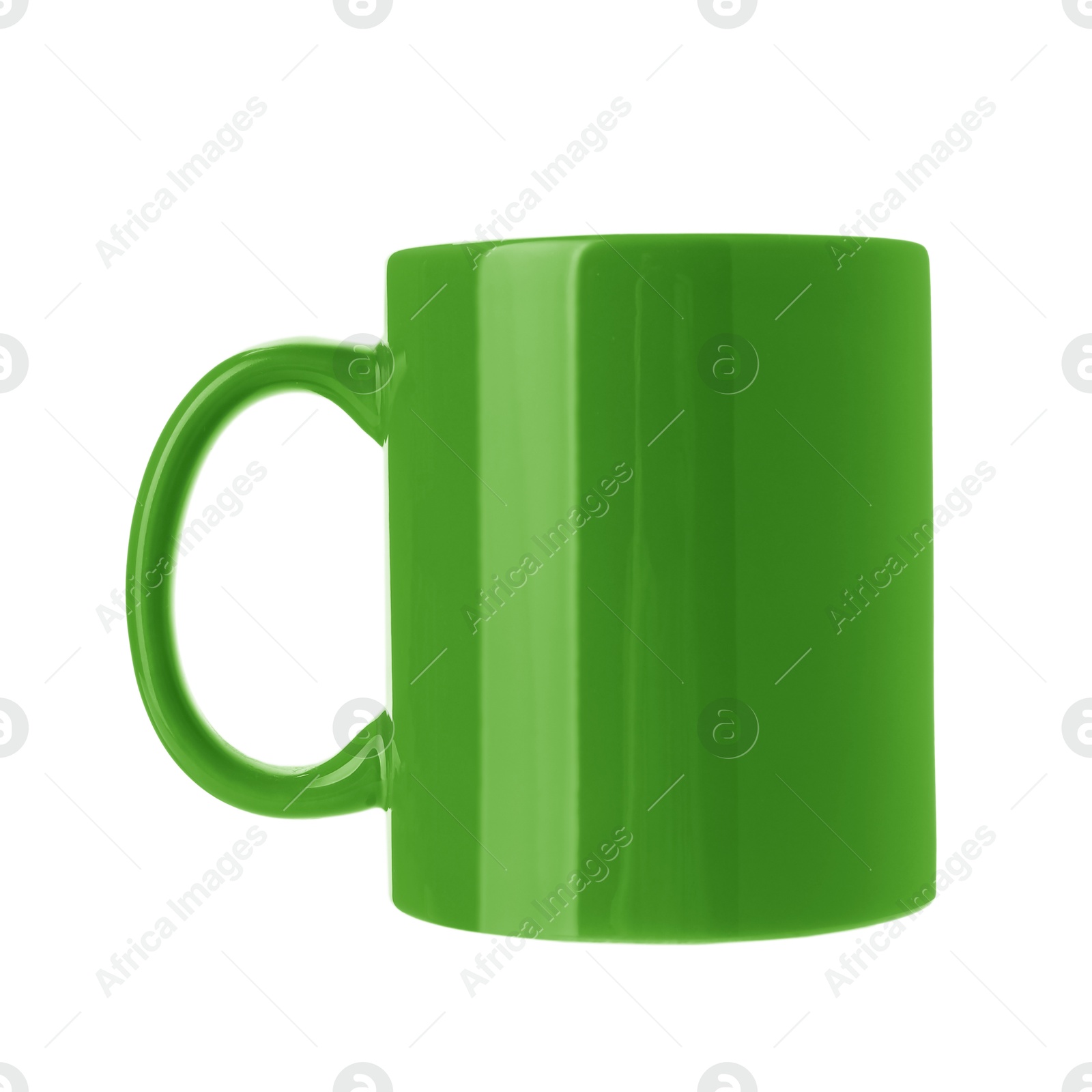 Image of Blank bright green cup isolated on white. Mockup for design