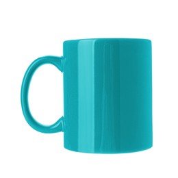 Image of Blank light blue cup isolated on white. Mockup for design