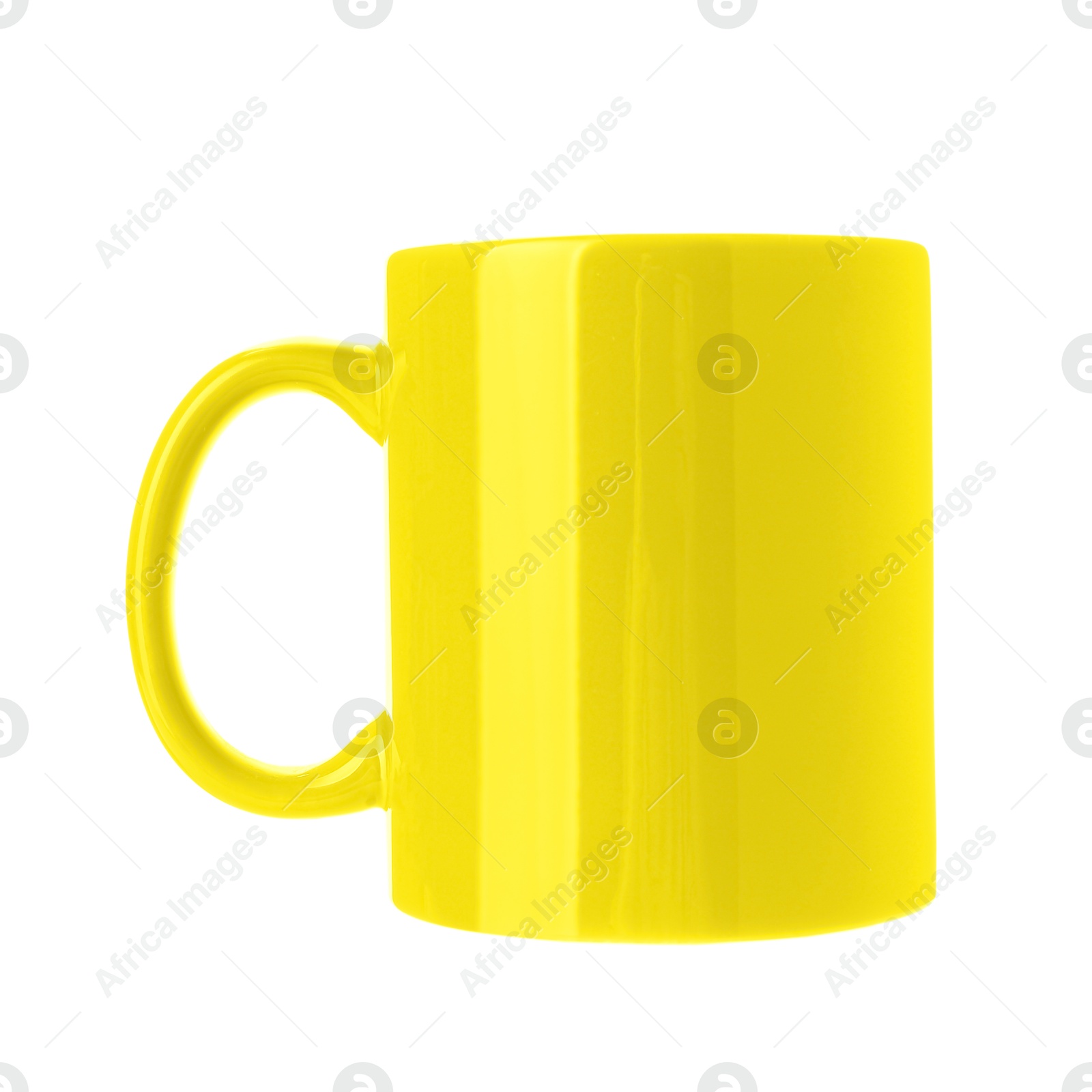 Image of Blank yellow cup isolated on white. Mockup for design