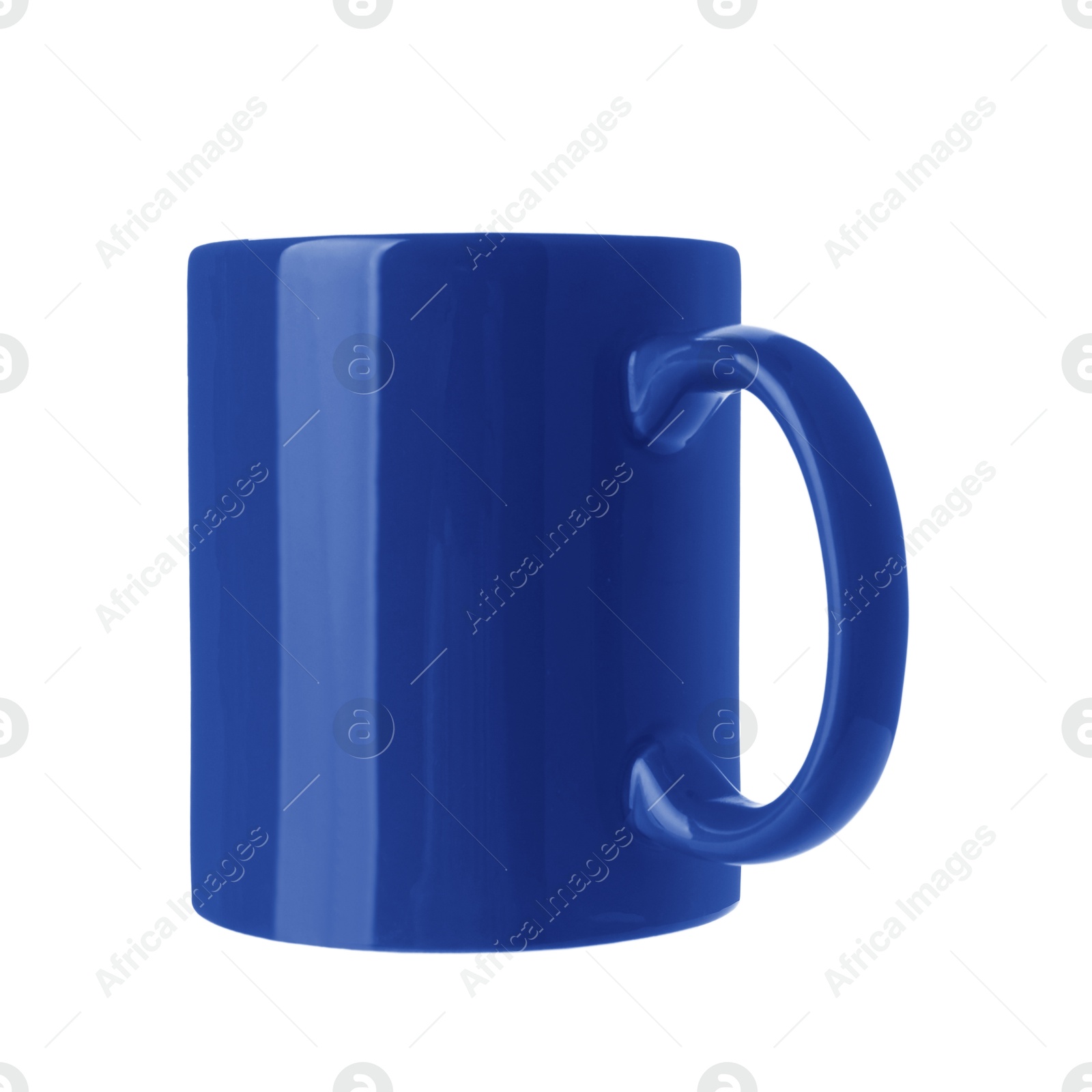 Image of Blank blue cup isolated on white. Mockup for design