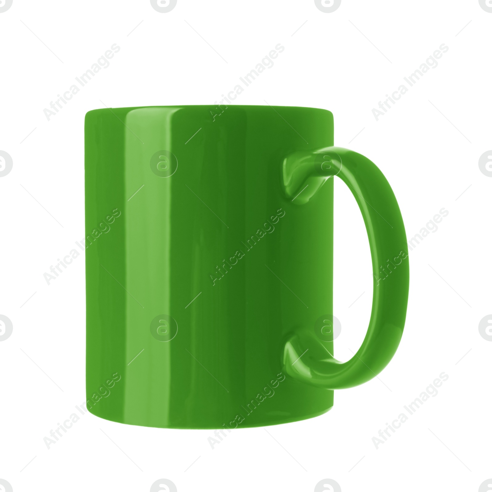 Image of Blank bright green cup isolated on white. Mockup for design