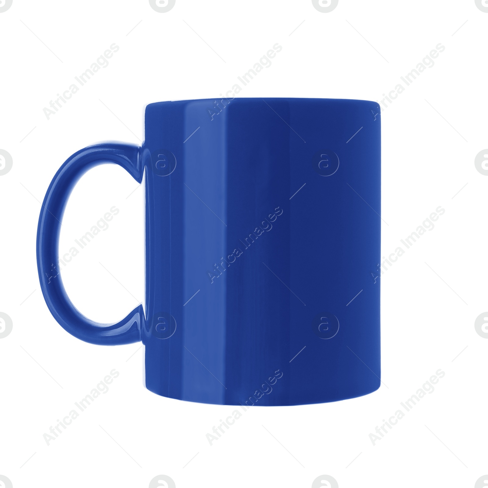 Image of Blank blue cup isolated on white. Mockup for design