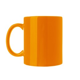 Image of Orange blue cup isolated on white. Mockup for design