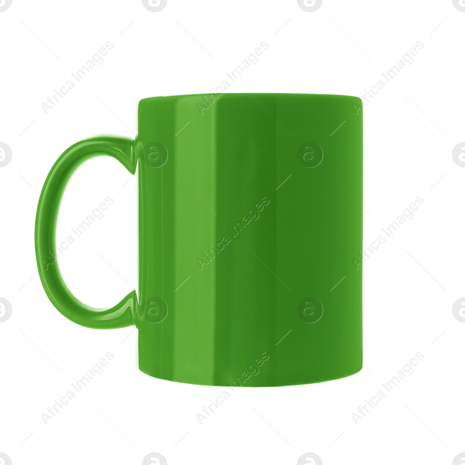 Image of Blank bright green cup isolated on white. Mockup for design