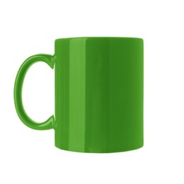 Image of Blank bright green cup isolated on white. Mockup for design