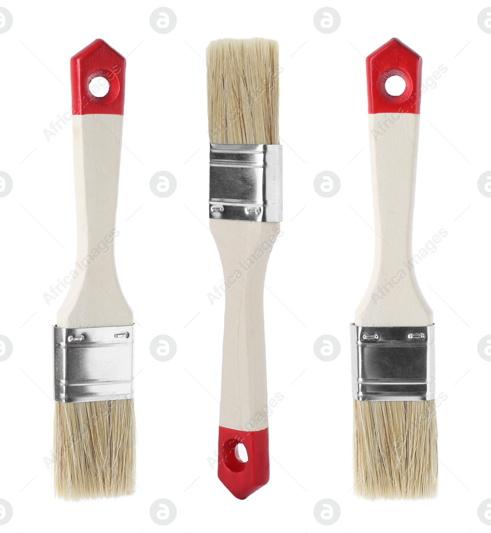 Image of Paint brush with bristles isolated on white, collage