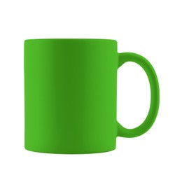 Image of Blank bright green cup isolated on white. Mockup for design