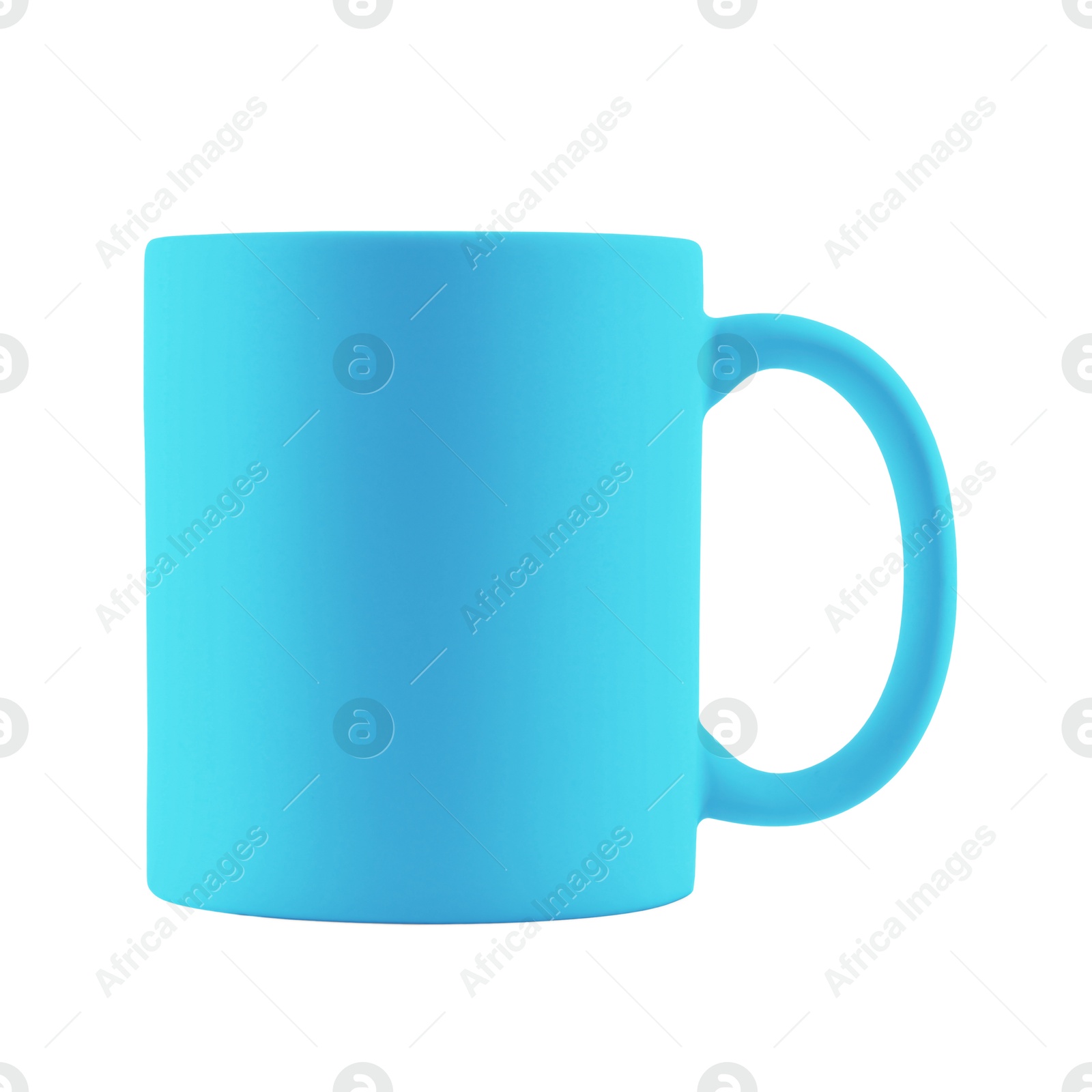 Image of Blank light blue cup isolated on white. Mockup for design