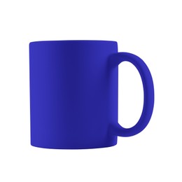 Image of Blank blue cup isolated on white. Mockup for design