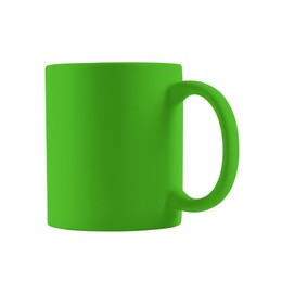 Image of Blank bright green cup isolated on white. Mockup for design