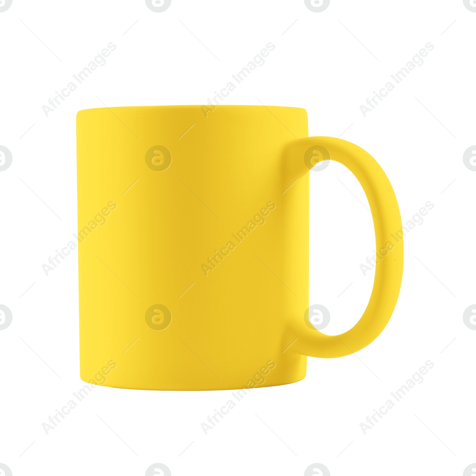 Image of Blank yellow cup isolated on white. Mockup for design