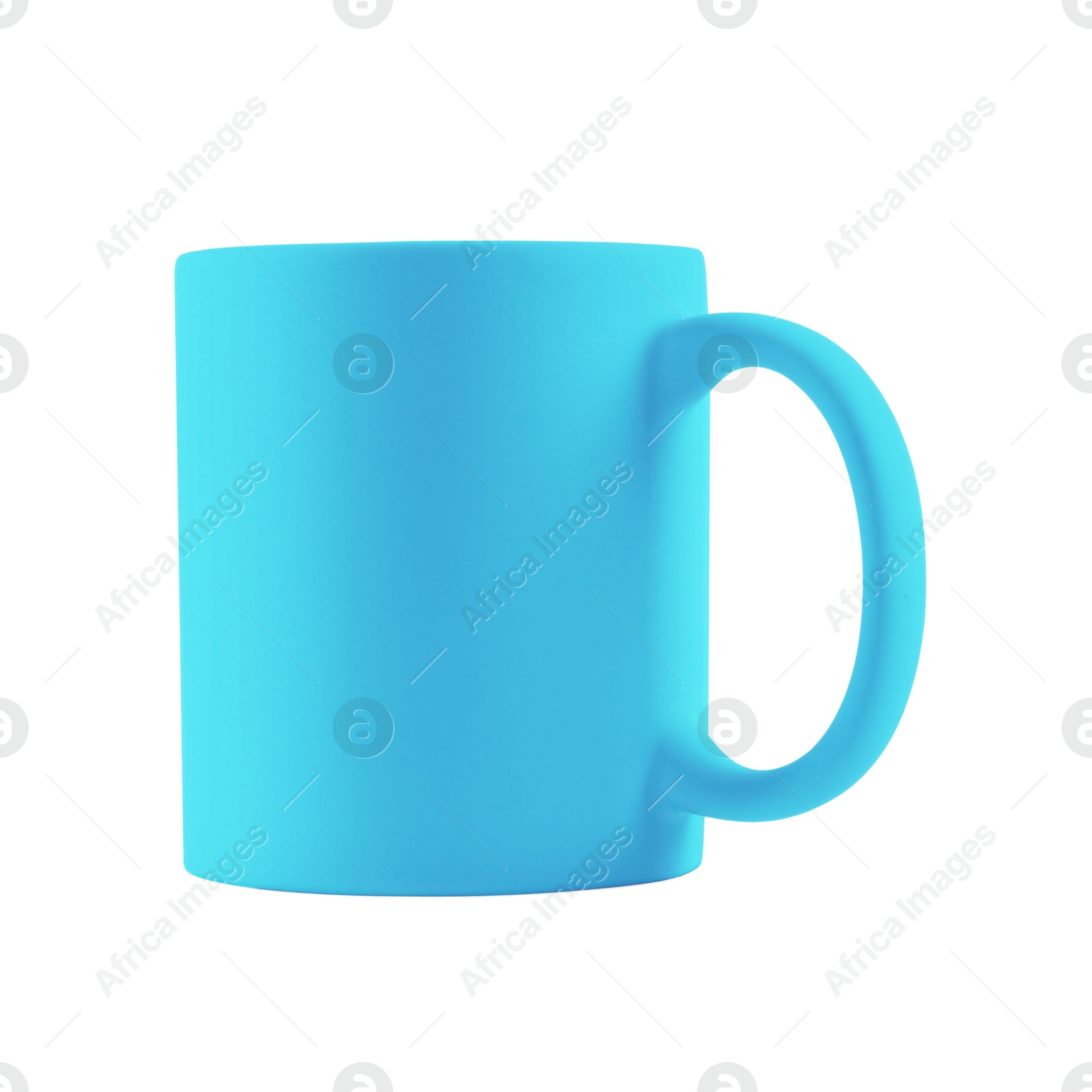 Image of Blank light blue cup isolated on white. Mockup for design