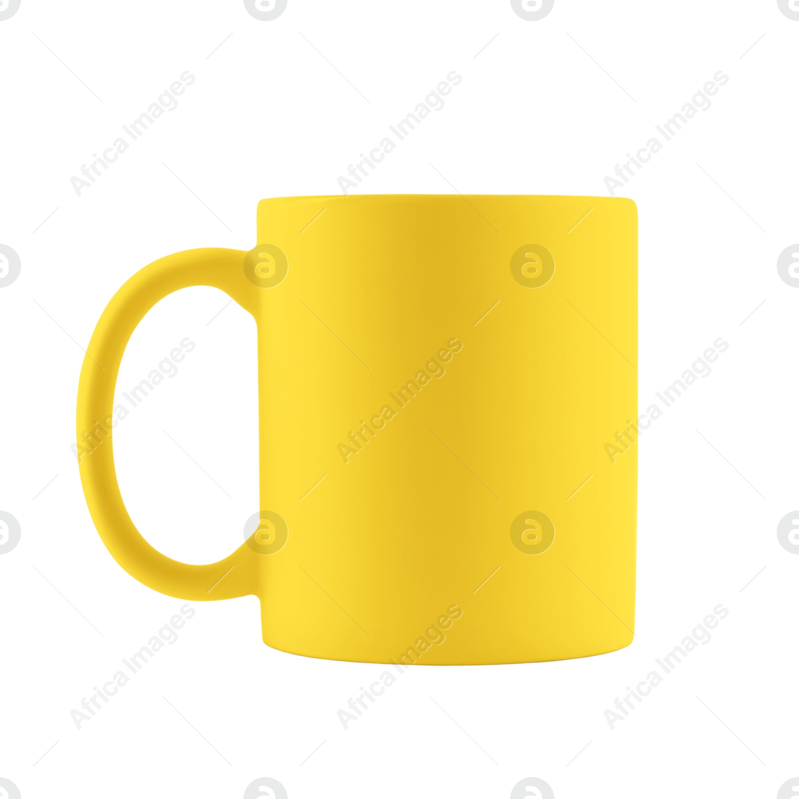 Image of Blank yellow cup isolated on white. Mockup for design