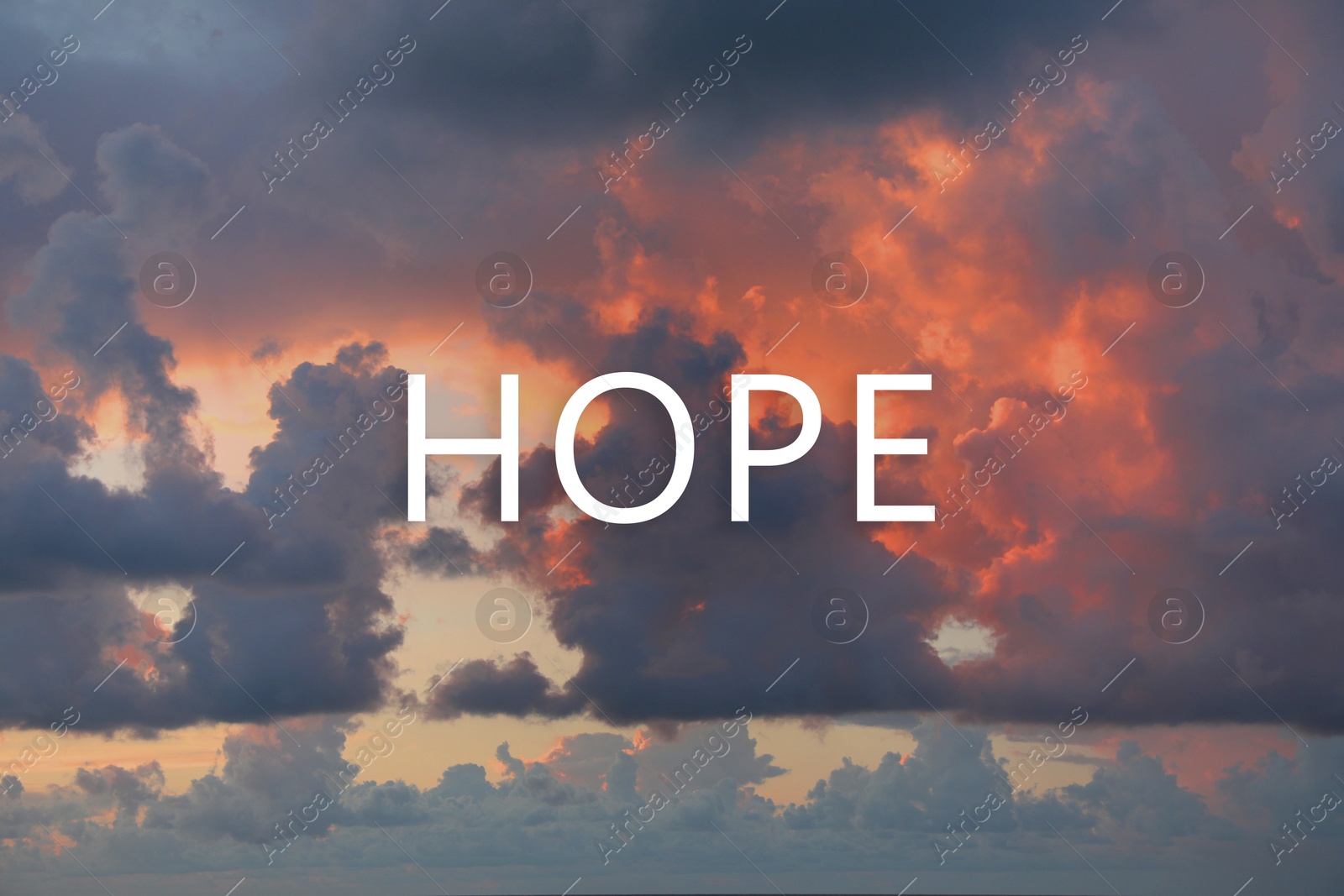 Image of Hope. Picturesque view of morning sky with clouds at sunrise