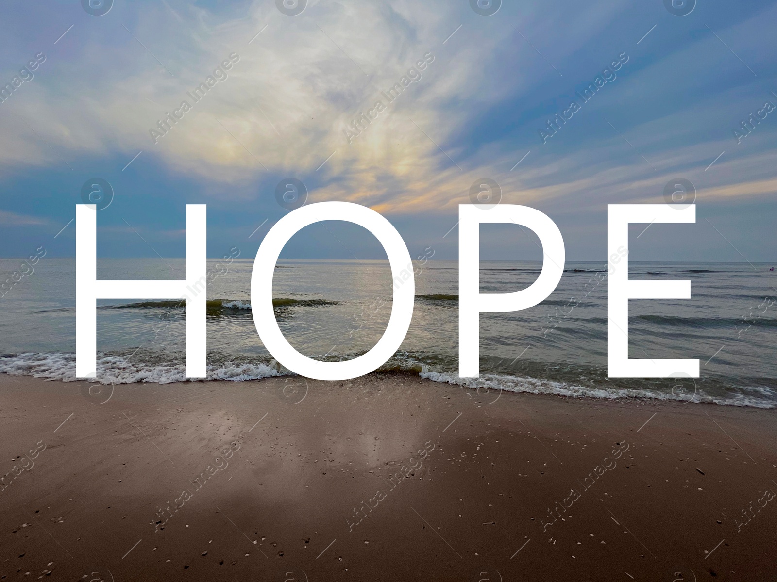 Image of Hope. Picturesque view of beautiful sea and cloudy sky