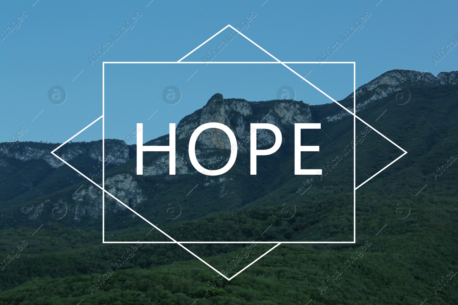 Image of Hope. Picturesque view of beautiful mountains under blue sky