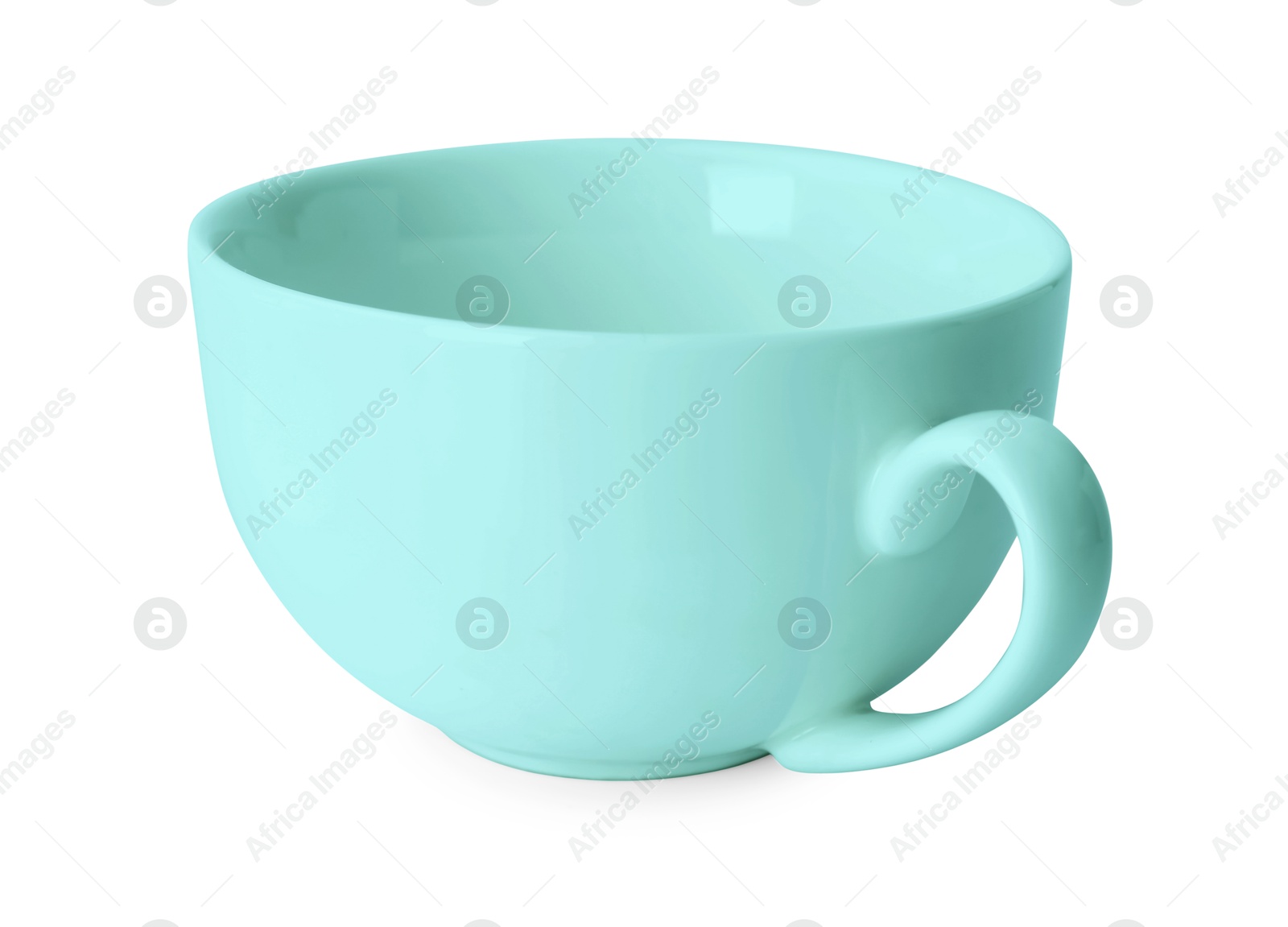 Image of Blank light blue cup isolated on white. Mockup for design