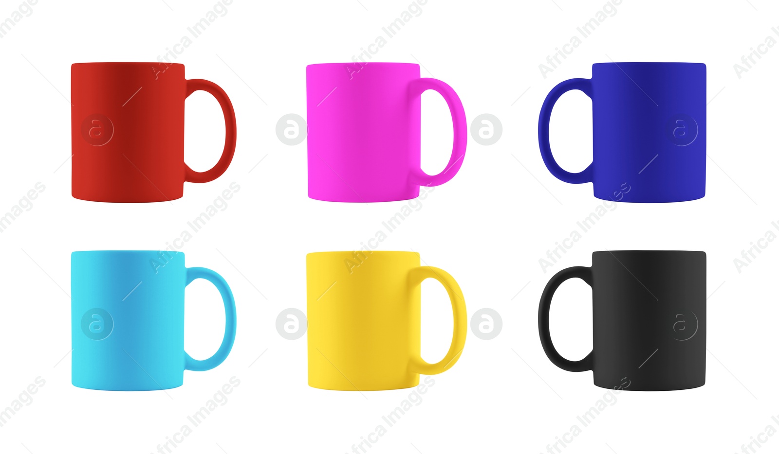 Image of Blank cups isolated on white, set. Mockup for design