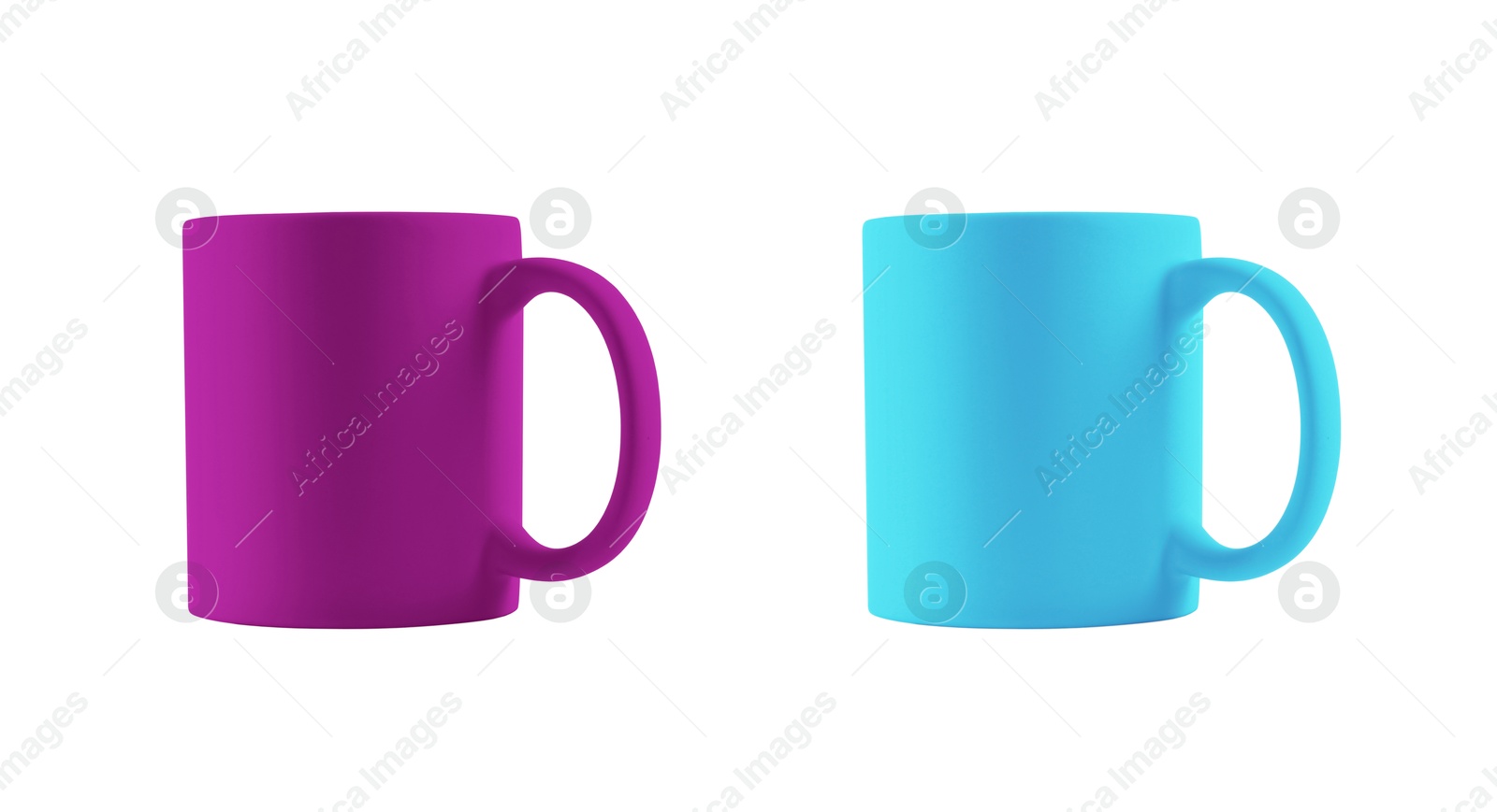 Image of Blank cups isolated on white, set. Mockup for design