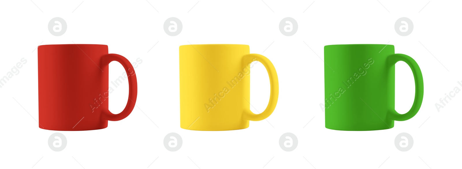 Image of Blank cups isolated on white, set. Mockup for design