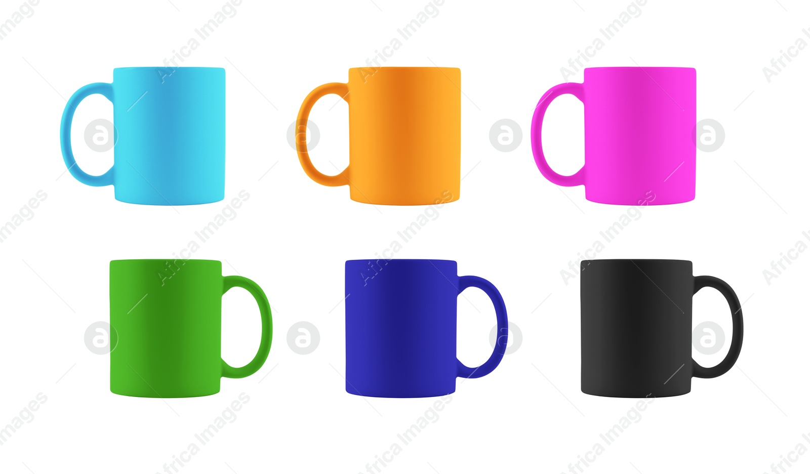 Image of Blank cups isolated on white, set. Mockup for design