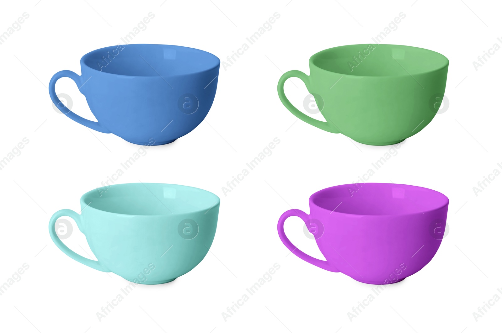 Image of Blank cups isolated on white, set. Mockup for design