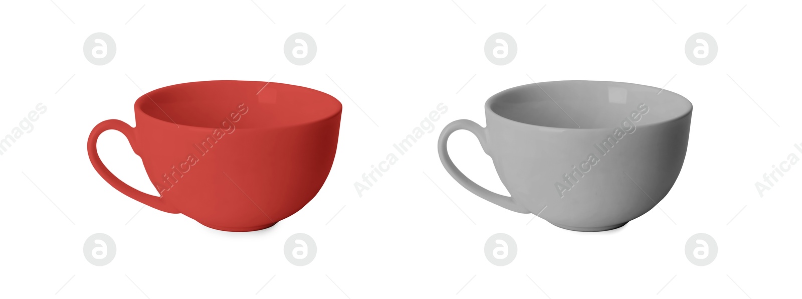 Image of Blank cups isolated on white, set. Mockup for design