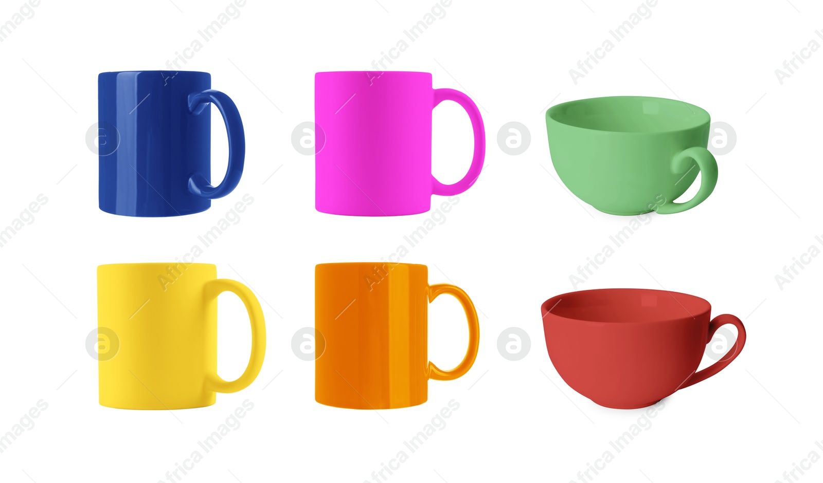 Image of Blank cups isolated on white, set. Mockup for design