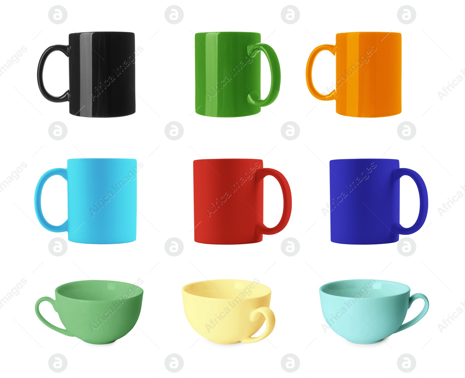 Image of Blank cups isolated on white, set. Mockup for design