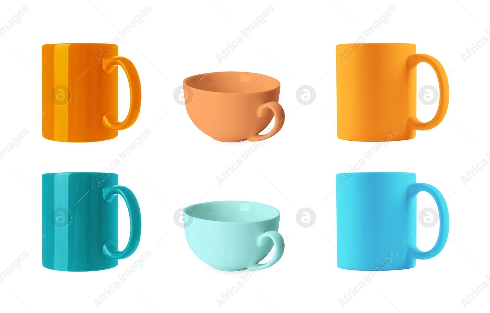 Image of Blank cups isolated on white, set. Mockup for design