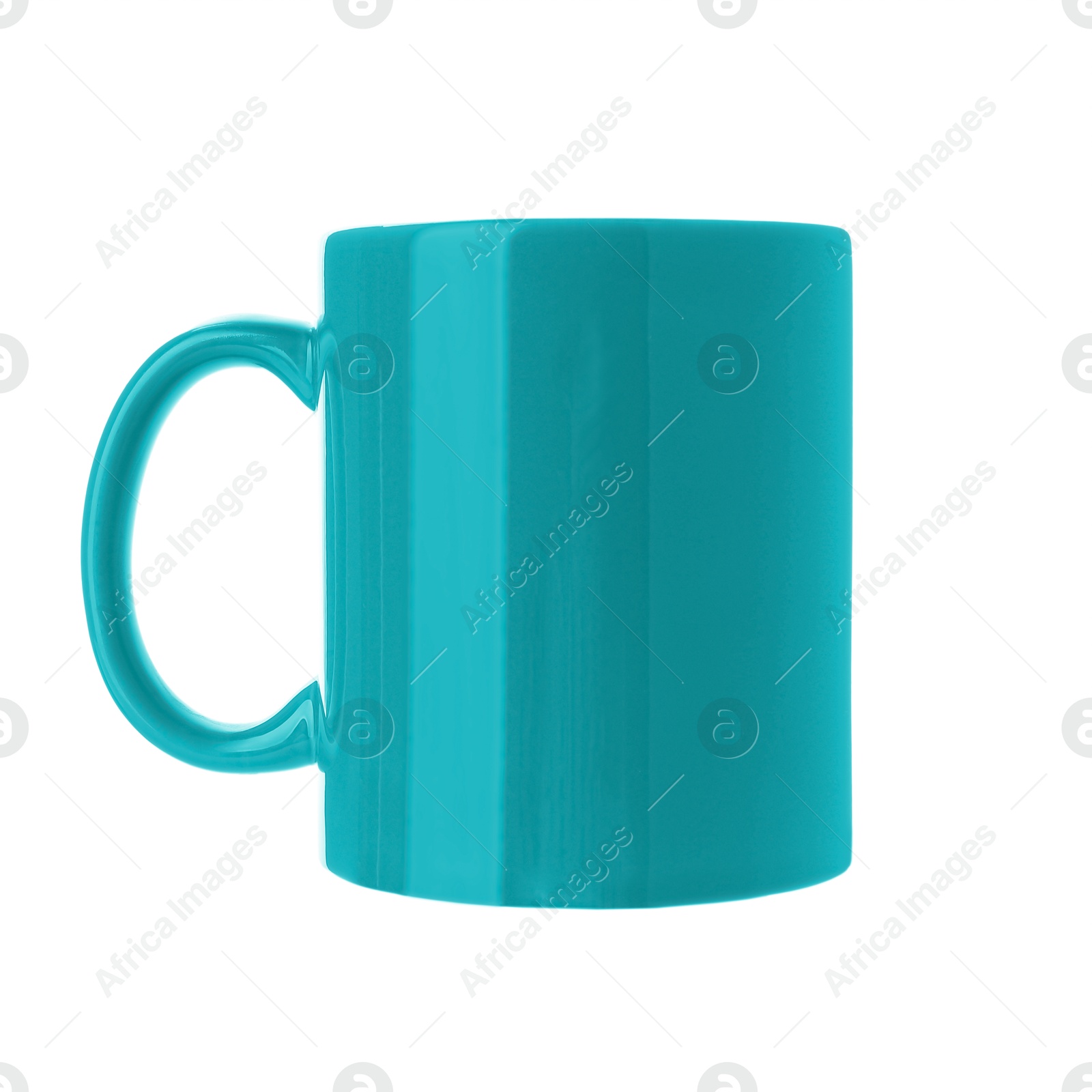 Image of Blank light blue cup isolated on white. Mockup for design