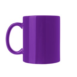 Image of Blank purple cup isolated on white. Mockup for design