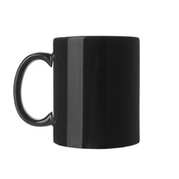 Image of Blank black cup isolated on white. Mockup for design