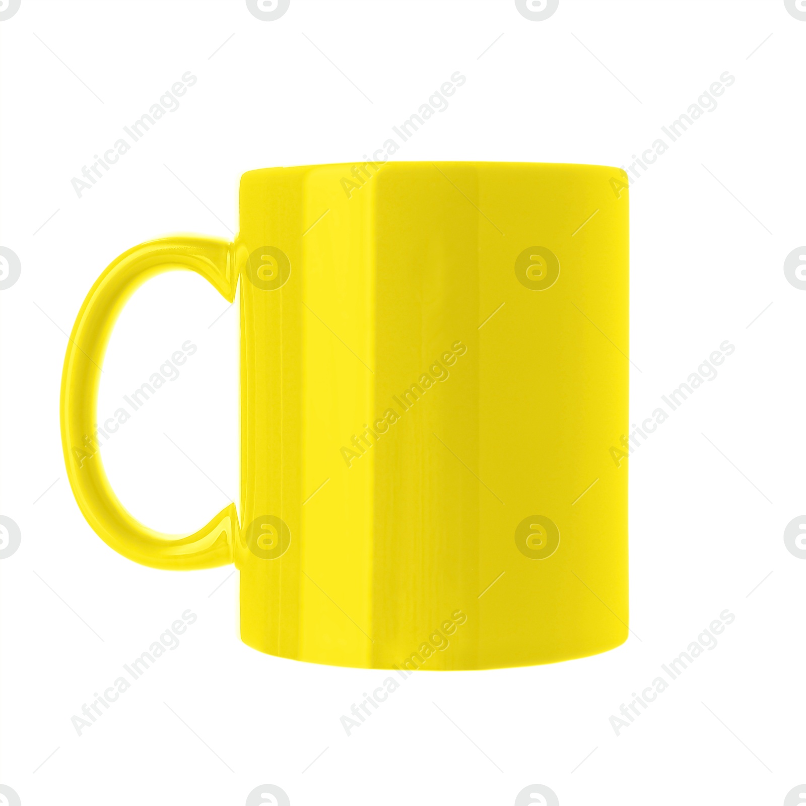 Image of Blank yellow cup isolated on white. Mockup for design