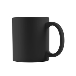 Image of Blank black cup isolated on white. Mockup for design