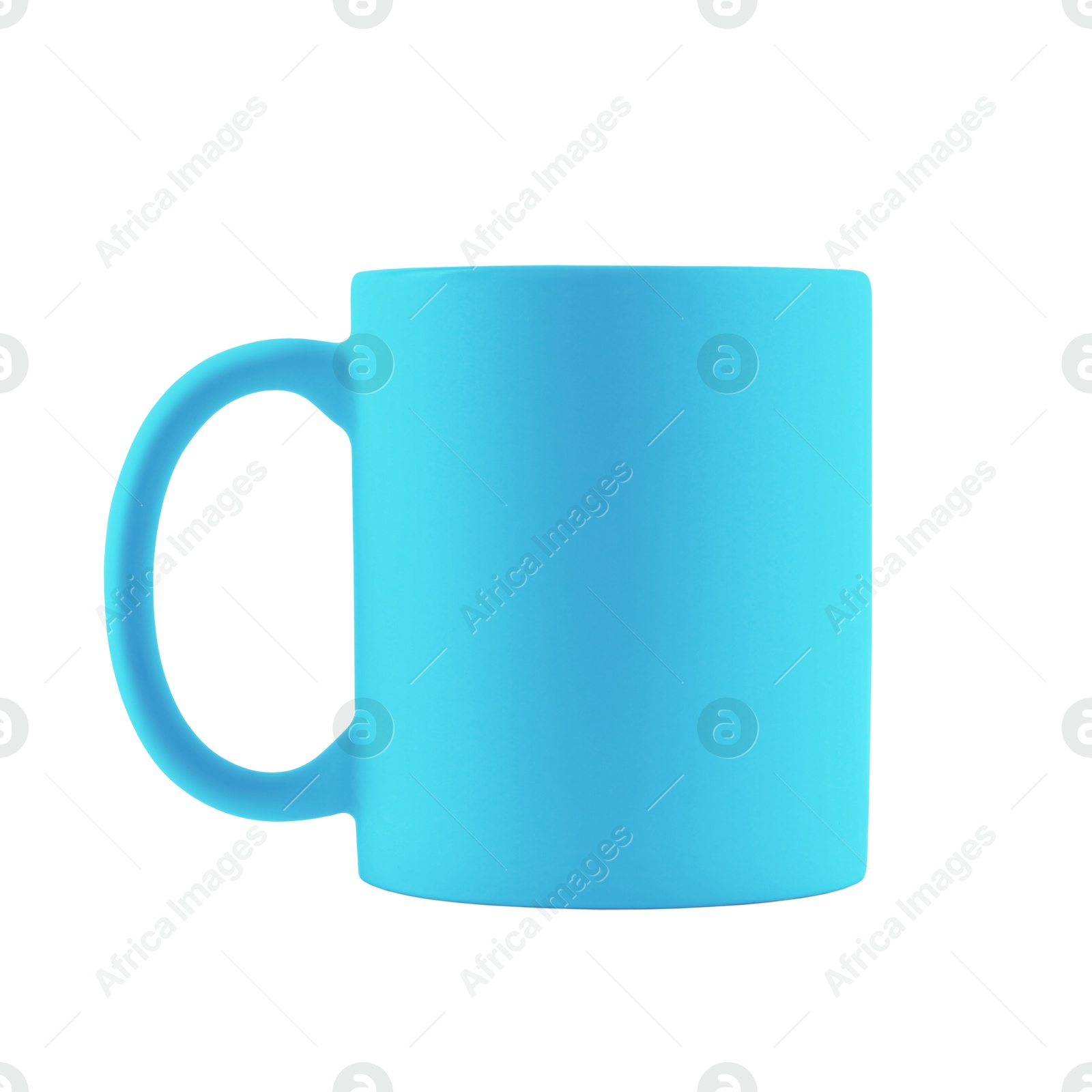 Image of Blank light blue cup isolated on white. Mockup for design